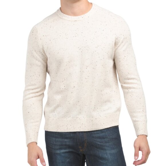 NEW THEORY Dinin Wool And Cashmere Crew Neck Sweater cream multi for men 1065tn - Picture 1 of 2